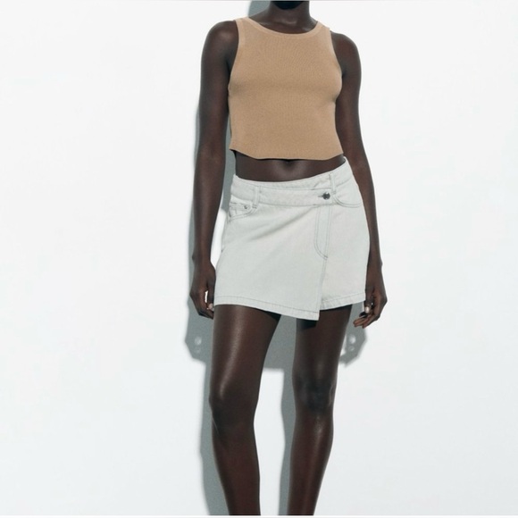 Zara Denim Wrap Skort - Picture 3 of 5